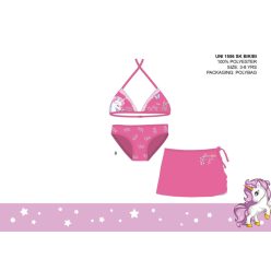   Unikornis fürdőruha szett kislányoknak - bikini háromszög felsőrésszel+szoknya - rózsaszín - 128