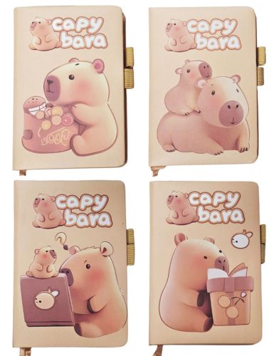 Kapibara napló gumis tolltartóval, A/6, többféle változat