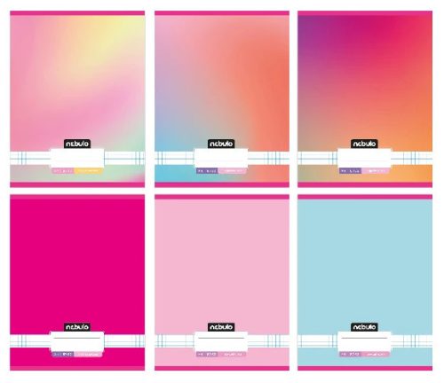 Lányos tűzött füzet A/4, 32 lap, kockás, Monochrome és Gradient minták I., Nebulo