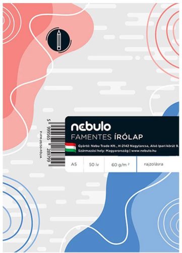 Írólap A/5, famentes, 50 lap/csomag, 60g, Nebulo