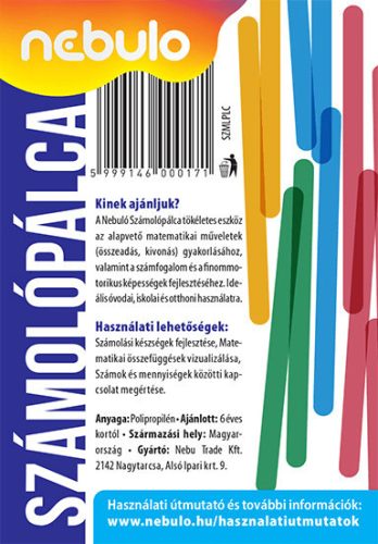Számolópálca, 40 db/csomag, műanyag, Nebulo