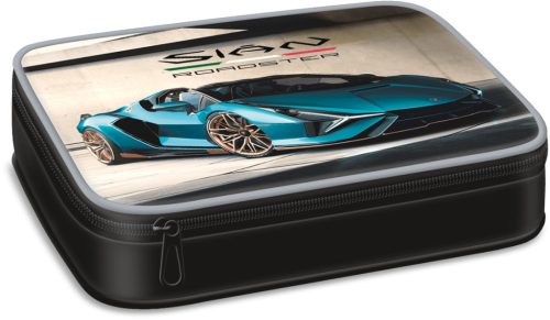 Lamborghini, autós tolltartó, belső emeletes, üres, fekete-szürke-kék