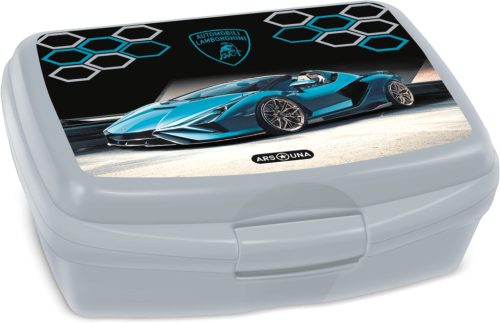 Lamborghini, autós uzsonnás doboz, fekete-szürke-kék