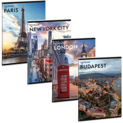 Cityscape tűzött füzet A/5, 40 lap kockás, többféle