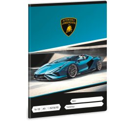   Lamborghini, autós tűzött füzet A/5, 32 lap vonalas 1.osztály (14-32), fekete-szürke-kék