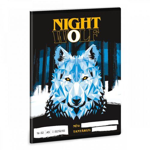 Nightwolf tűzött füzet A/5, 32 lap vonalas 2.osztály (16-32)