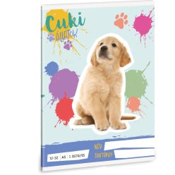   Cuki állatok tűzött füzet A/5, 32 lap vonalas 3.osztály (12-32), kutya, golden retriever