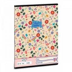Flower Power, virágos tűzött füzet A/5, 32 lap sima