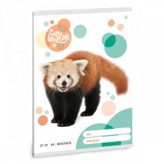   Cuki állatok tűzött füzet A/5, 32 lap kockás, vörös panda