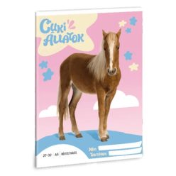   Cuki állatok tűzött füzet A/5, 32 lap kockás, palomino póni