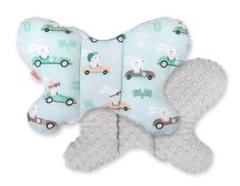   BabyLion Prémium Minky pillangó párna -  Szürke - Menta autós nyuszik