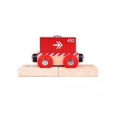 Piros színű fa tehervagon - BigJigs (BJT485)