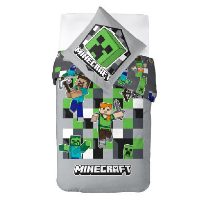 Minecraft Grey ágyneműhuzat 135×200cm, 80×80 cm