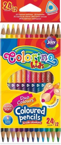 Színes ceruzakészlet 12/24, DUO (kétvégű), Colorino, háromszög test