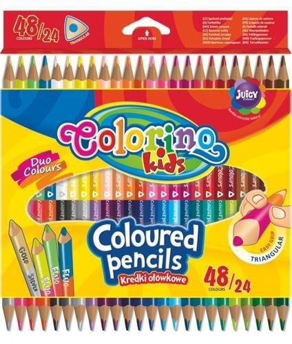 Színes ceruzakészlet 24/48, DUO (kétvégű), Colorino trio, háromszög test