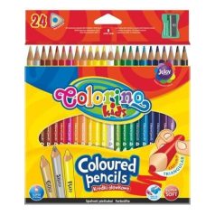   Színes ceruzakészlet 24 db-os, (1 db fluo,arany,ezüst szín), hegyezővel, Colorino trio, háromszög test