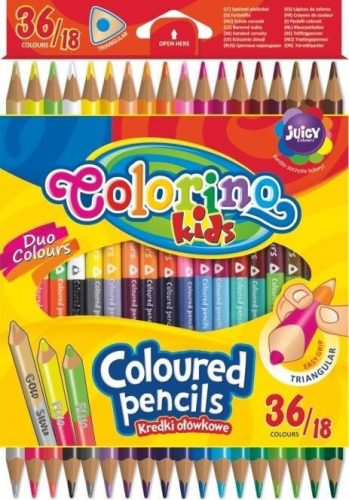 Színes ceruzakészlet 18/36, DUO (kétvégű), Colorino, háromszög test