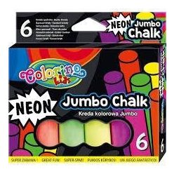 Aszfaltkréta, 6 db-os, neon, JUMBO, Colorino
