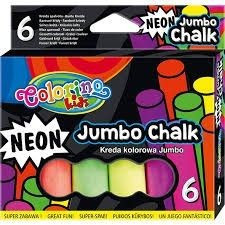 Aszfaltkréta, 6 db-os, neon, JUMBO, Colorino