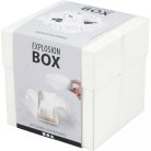 Meglepetés ajándékdoboz (explosion box), 7x7x7 cm + 12x12x12 cm, fehér