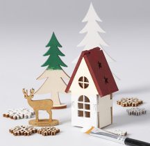   Karácsonyi fa dekoráció készítő kreatív szett, 15x17cm, karácsonyi házikó