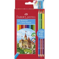   Színes ceruzakészlet 12+3db-os (Bicolor), Faber-Castell, hatszög test
