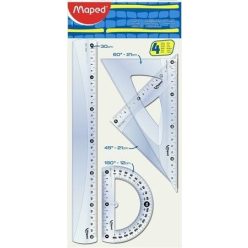 Vonalzókészlet, nagy, műanyag, 4 db-os, Maped