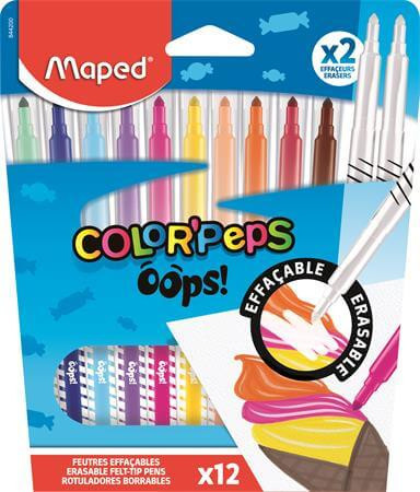 Filctoll készlet 12 db-os, 3,6 mm, törölhető, Maped Color Peps Oops, 10+2