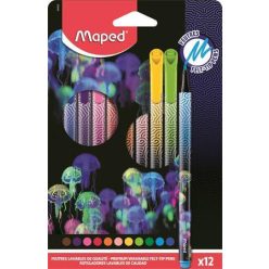   Filctoll készlet 12 db-os, 0,8 mm, kimosható, Maped Deepsea Paradise