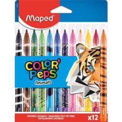   Filctoll készlet 12 db-os, 2,8 mm, kimosható, Maped Color Peps Animals