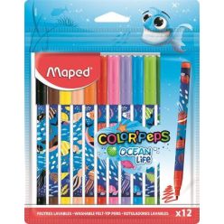   Filctoll készlet 12 db-os, 2 mm, kimosható, Maped Color Peps Ocean Life