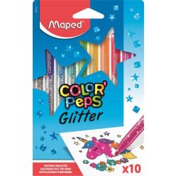   Filctoll készlet 10 db-os, 2,8 mm, kimosható, Maped Color Peps Glitter, csillámos