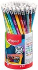 Grafitceruza HB, radírral, Maped Black Peps Energy, háromszög test, 6 különböző motiváló felirattal