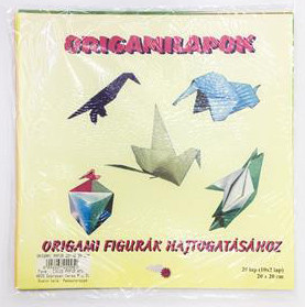 Színes papírok, origami hajtogató lapok 20x20cm, 70g, 20 lap/cs