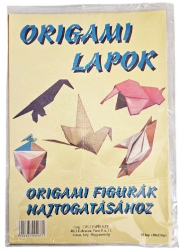 Színes papírok, origami hajtogató lapok A/4, 70g, 20 lap/cs