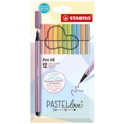 Filctoll készlet 12 db-os, 1 mm, Stabilo Pen 68 Pastellove