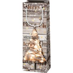  Italtasak 36x12x7cm, karácsonyi, barna, fa, LED-es dísz mintával