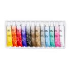 Akrilfesték készlet, 12 db-os, 12x12ml, metál, Kidea