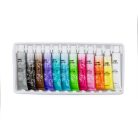 Akrilfesték készlet, 12 db-os, 12x12ml, neon, Kidea