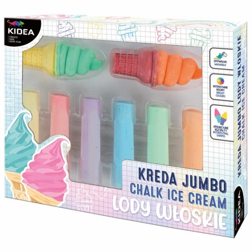 Aszfaltkréta, 8 db-os, jumbo, csavart fagyis, Kidea