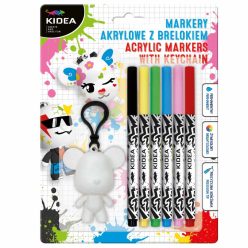   Akril filctoll készlet 6 db-os, kulcstartós figurával, Kidea