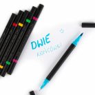 Kétvégű filctoll készlet (ecsetfilc és tűfilc), 6 db-os, Kidea