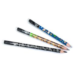   Gamer mintás grafitceruza radírral, HB, háromszög test, jumbo, 3 féle, Kidea