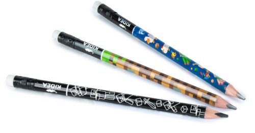 Gamer mintás grafitceruza radírral, HB, háromszög test, jumbo, 3 féle, Kidea