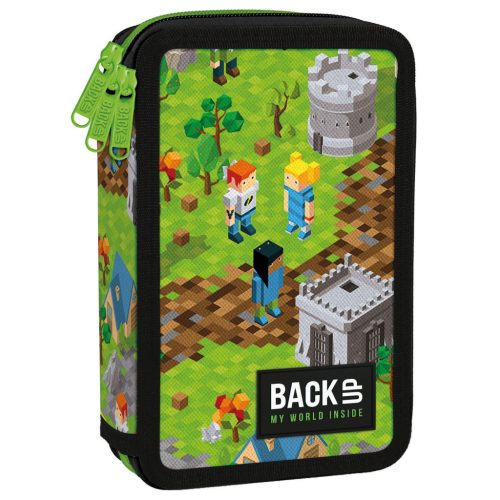 Minecraft mintás tolltartó, 3 emeletes, töltött, BackUp, 2025, EW61