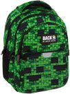 Minecraft mintás hátizsák, 3 rekeszes, 39x27x20cm, BackUp, 2025, P64, zöld-fekete