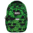 Minecraft mintás hátizsák, 3 rekeszes, 39x27x20cm, BackUp, 2025, P64, zöld-fekete
