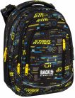 Fiús hátizsák, iskolatáska, 3 rekeszes, 39x27x20cm, BackUp, 2025, R50, fekete-sárga, Cyber Attack
