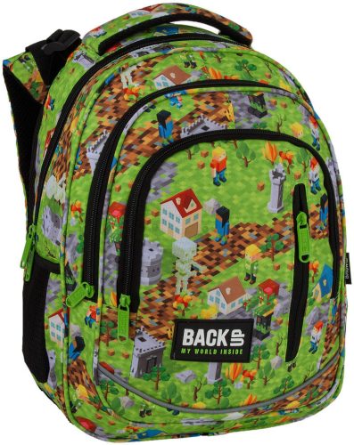 Minecraft mintás hátizsák, iskolatáska, 3 rekeszes, 39x27x20cm, BackUp, 2025, R61