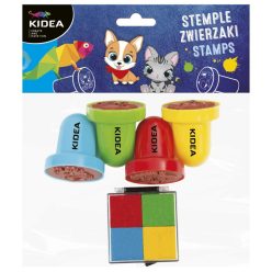   Nyomda szett, 5 db-os, állatos, 4 db nyomda + tintapárna, Kidea